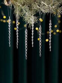 Conjunto de 6/12 pingentes de gelo transparentes para o Natal, pingentes de gelo de acrílico para o Natal, decorações para árvore de Natal, adereços para decoração de janelas em festas de fim de ano, artigos para casa, suprimentos para decoração de Natal, adequados para decoração de festas de casamento, aniversário e outras festas, adereços para criar uma atmosfera natalina, presente de Natal, decoração de Natal, decoração de quarto, decoração para casa - Multicolorido - Ver 1