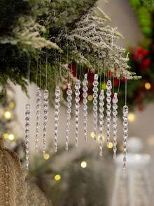 Conjunto de 6/12 pingentes de gelo transparentes para o Natal, pingentes de gelo de acrílico para o Natal, decorações para árvore de Natal, adereços para decoração de janelas em festas de fim de ano, artigos para casa, suprimentos para decoração de Natal, adequados para decoração de festas de casamento, aniversário e outras festas, adereços para criar uma atmosfera natalina, presente de Natal, decoração de Natal, decoração de quarto, decoração para casa - Multicolorido - Ver 2