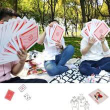 54 piezas Cartas de juego extra grandes y extra grandes, tarjetas de papel grandes, tarjetas de números grandes gigantes para juegos de interior/exterior, fiestas y vacaciones, juegos de fiesta de adultos aptos para Halloween/Navidad/Acción de Gracias - Rojo - Ver 7