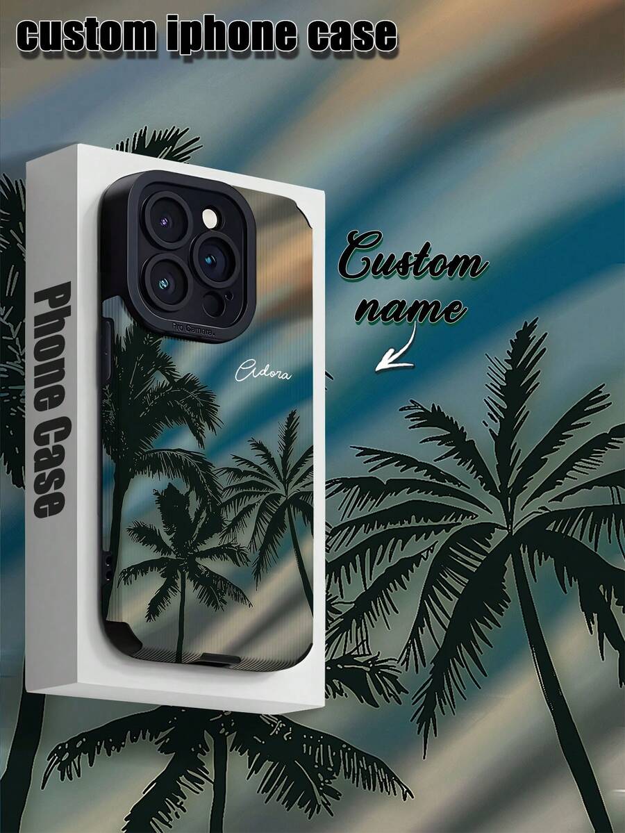 夏季 1 件定制手机壳，兼容 iPhone 和，可定制字母、姓名、昵称，垂直条纹 PU 皮革抗震、防刮、防指纹，TPU 保险杠软壳，适合个人、伴侣、家人、朋友、生日、周年纪念日的理想礼物 - 黑色 - 查看 1