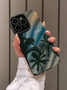 夏季 1 件定制手机壳，兼容 iPhone 和，可定制字母、姓名、昵称，垂直条纹 PU 皮革抗震、防刮、防指纹，TPU 保险杠软壳，适合个人、伴侣、家人、朋友、生日、周年纪念日的理想礼物 - 黑色 - 查看 3