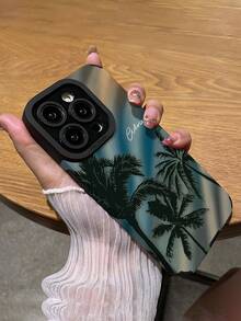 夏季 1 件定制手机壳，兼容 iPhone 和，可定制字母、姓名、昵称，垂直条纹 PU 皮革抗震、防刮、防指纹，TPU 保险杠软壳，适合个人、伴侣、家人、朋友、生日、周年纪念日的理想礼物 - 黑色 - 查看 5