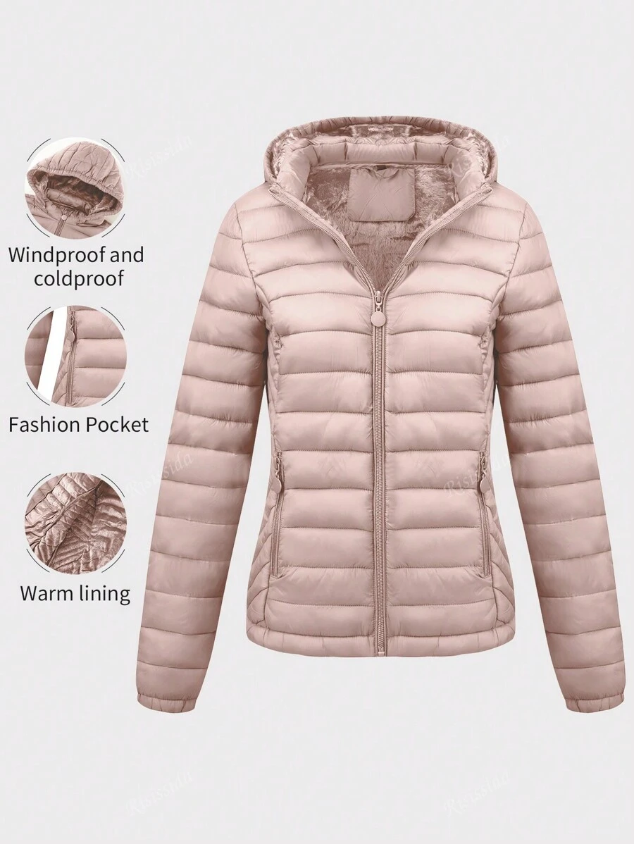 Risissida Women's Fall/Winter Minimalist Outdoor Padded Coat , Hooded, Puffer Jacket With Pockets, Windproof & Casual