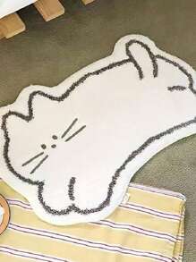 1pc/2pcs (Set Of 2) Faux Wool Fabric, Washable Bottom. Cute Cartoon Cat Shaped Carpet, Indoor Decorative Rug, Washable Carpet, Suitable For Bedroom, Living Room, Office, Home Decor, Room Decor Mat, Suitable For Winter Entryway Decor Bathroom Kitchen Decor - Multicolor - View 4