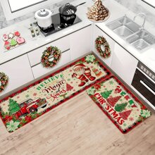 1/2 tấm thảm bếp Giáng sinh dày 0,47 inch/1,2cm - Thảm kẻ caro hình xe tải Santa Farmhouse và trâu đỏ, thảm trải sàn bằng vải nỉ chống trượt, có thể giặt bằng máy, dùng cho gia đình, văn phòng, phòng giặt, phòng tắm - Đồ trang trí ngày lễ hội - Nhiều màu - Xem 6