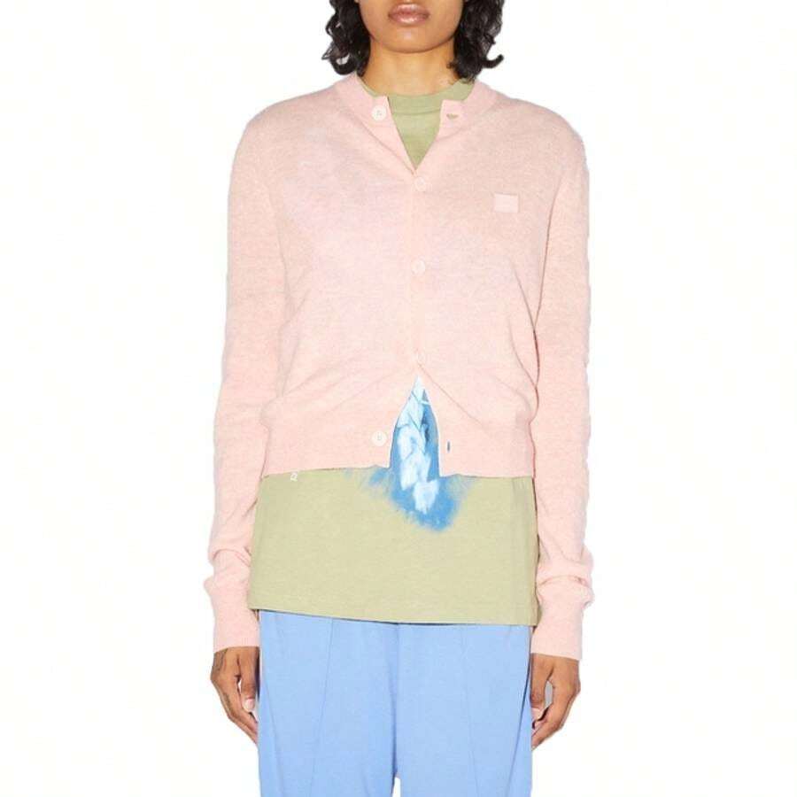 Acne Studios Face Patch Crop Cardigan Pink SHEIN USA