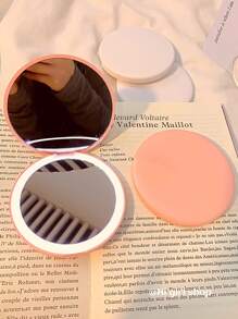 LED Light Makeup Mirror Foldable Makeup Small Pocket Mirror For Women's Luminous Effect Pink White Mini Mirror Home Decor Back To School Room Decor School Supplies - White - View 7