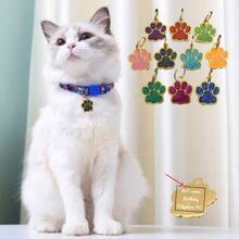 一個寵物ID標籤，帶有個性化刻字狗爪子吊飾DIY珠寶彩色閃光油墨貓爪金屬寵物名字標籤吊墜 - 黑色 - 查看 1