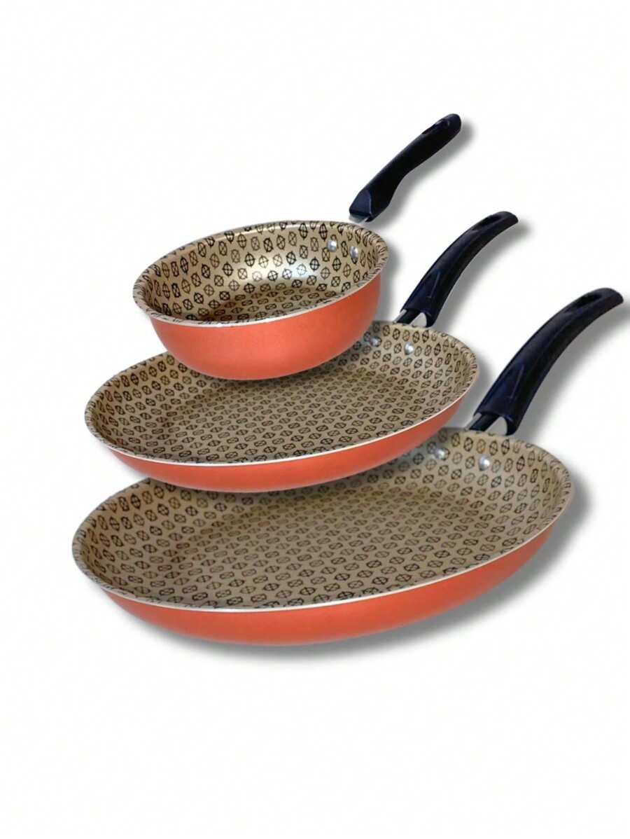 Rotoprint Non-Stick 3-Piece Frying Pan Set - Red and White - View 1