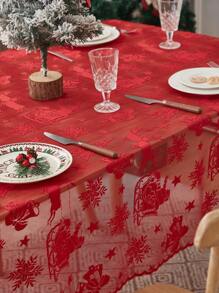 1 khăn trải bàn ren họa tiết Giáng sinh, khăn trải bàn ren vuông dùng để trang trí tiệc Giáng sinh, trang trí bàn ăn nhà bếp, trang trí phòng khách gia đình - Đỏ - Xem 7