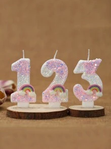 1 pieza Vela de número para pastel de cumpleaños con efecto ombre de rosa a blanco arcoíris, vela de cumpleaños creativa y romántica, suministros y decoración para fiesta de cumpleaños, decoración de habitación, regalos, velas de cumpleaños, decoraciones de cumpleaños, feliz cumpleaños, velas para pastel, decoración de habitación