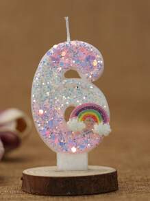 1 pieza Vela de número para pastel de cumpleaños con efecto ombre de rosa a blanco arcoíris, vela de cumpleaños creativa y romántica, suministros y decoración para fiesta de cumpleaños, decoración de habitación, regalos, velas de cumpleaños, decoraciones de cumpleaños, feliz cumpleaños, velas para pastel, decoración de habitación