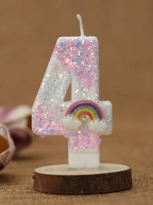1 pieza Vela de número para pastel de cumpleaños con efecto ombre de rosa a blanco arcoíris, vela de cumpleaños creativa y romántica, suministros y decoración para fiesta de cumpleaños, decoración de habitación, regalos, velas de cumpleaños, decoraciones de cumpleaños, feliz cumpleaños, velas para pastel, decoración de habitación