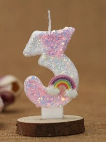 1 pieza Vela de número para pastel de cumpleaños con efecto ombre de rosa a blanco arcoíris, vela de cumpleaños creativa y romántica, suministros y decoración para fiesta de cumpleaños, decoración de habitación, regalos, velas de cumpleaños, decoraciones de cumpleaños, feliz cumpleaños, velas para pastel, decoración de habitación