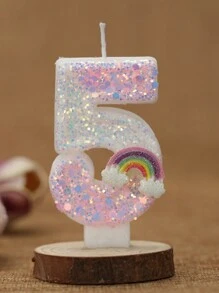 1 pieza Vela de número para pastel de cumpleaños con efecto ombre de rosa a blanco arcoíris, vela de cumpleaños creativa y romántica, suministros y decoración para fiesta de cumpleaños, decoración de habitación, regalos, velas de cumpleaños, decoraciones de cumpleaños, feliz cumpleaños, velas para pastel, decoración de habitación