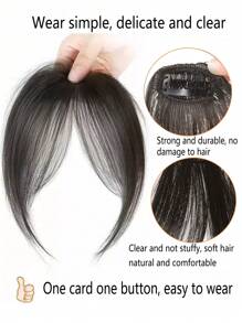 Tóc Giả Mái Tổng Hợp Cho Phụ Nữ Với Mái Tự Nhiên Mượt Mà Và Thêm Mái Lượn Sóng - Nâu đen - Xem 2