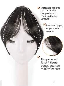 Tóc Giả Mái Tổng Hợp Cho Phụ Nữ Với Mái Tự Nhiên Mượt Mà Và Thêm Mái Lượn Sóng - Nâu đen - Xem 4