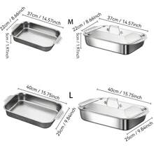 1 件深烤盘，带不锈钢盖，家用厨房配件 - 銀色 - 查看 10