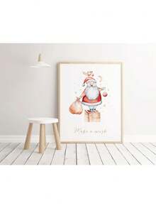 1 件圣诞节海报可爱卡通绘画海报麋鹿圣诞老人帆布印刷节日海报墙壁艺术装饰画家居装饰无框，圣诞礼物 - 彩色 - 查看 115