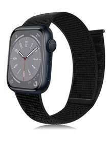 1入組女用男彈性編織替換腕帶透氣運動回環尼龍錶帶相容Apple Watch 錶帶38 毫米40 毫米41 毫米42 毫米44 毫米45 毫米49 毫米Ultra Apple Watch 系列8 7 6 SE 5 4 3 2 1 表帶 - 黑色 - 查看 3