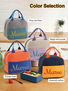 1pc Personalized Lunch Box, Custom Lunch Bag, Lunch Box For Women With Embroidery Name, Lunchbox - Multicolor - View 5