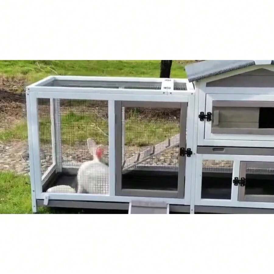 PETSCOSSET Rabbit Hutch Indoor Outdoor 2 Story Bunny Cage Rabbit Cage