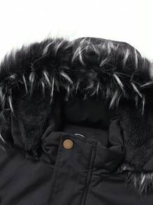 Men's Casual Thermal Lined Hooded Jacket, Versatile For Winter - Black - View 6