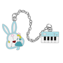 1 件装迷你电子风琴兔子珐琅别针卡通动物金属链胸针时尚夹克翻领别针背包徽章女孩首饰 - 彩色 - 查看 16