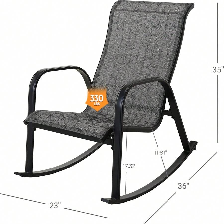 Olilawn Outdoor Rocking Chair Mesh Sling Rocker Seating Outside For