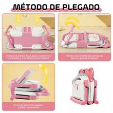 Bañera Plegable para Bebe, Tina de Baño para Bebe con Cojín Antideslizante y Pantalla de Temperatura, Bañera de Viaje Portátil para Recién Nacido (Rosa) - Rosa - Ver 4