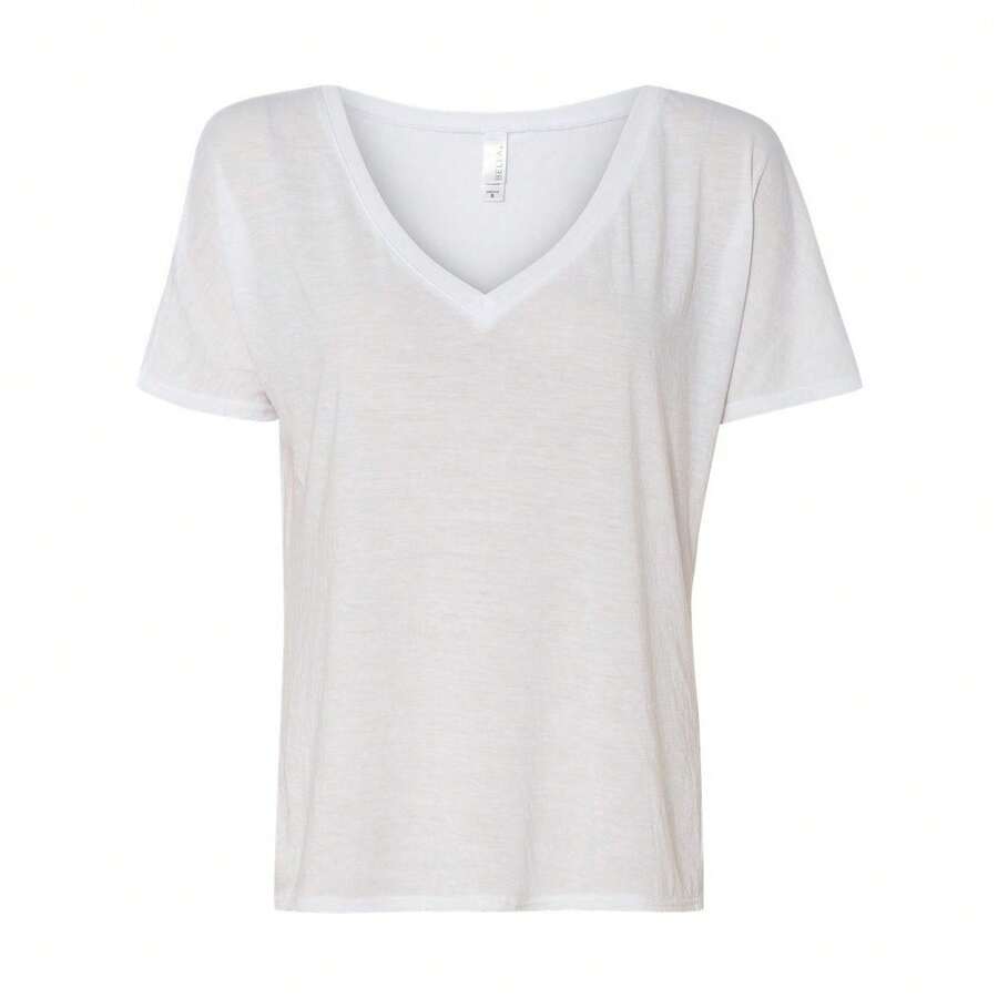 Womens Slouchy V-Neck Tee (White) - trắng - Xem 1