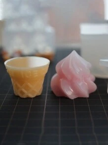 Mini Realistic Ice Cream Cone Squeeze Silicone Mold, For DIY Realistic Food Crafts, Clay, UV Gel