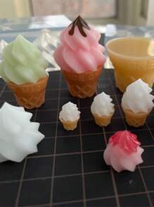 Mini Realistic Ice Cream Cone Squeeze Silicone Mold, For DIY Realistic Food Crafts, Clay, UV Gel