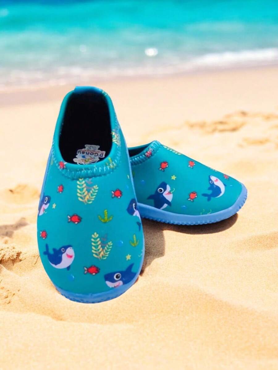 Zapatos Acuaticos Suela de Goma con Dibujos para Niños Zapatos para Playa - Azul menta - Ver 1