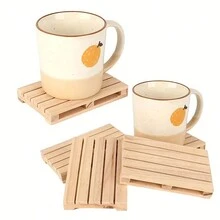 1 件迷你木制托盘杯垫 - 带隔热功能的冷热饮品杯垫 - 适用于厨房、客厅、办公室和桌面的装饰性抽象工艺品 - 具有乡村魅力的室内外居室装饰 - 彩色 - 查看 11