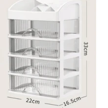 Transparent Desktop Drawer Organizer Box, Makeup Storage Rack For Cosmetics, Lipstick, Skin Care Products - White - View 4