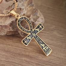 Retro Edelstahl Antik Ägyptisch Ankh Kreuz Totem Anhänger Halskette für Herren und Damen Pharao Lebensschlüssel Amulett Schmuck - Retro - Übersicht 1