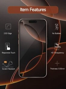 2片装钢化玻璃屏幕保护膜，全覆盖，兼容 16 Pro Max、15 Pro Max、15 Pro、14 Pro Max、13英寸、12英寸、11英寸手机，生日礼物/送礼佳品，防水、防震、防刮、防指纹 - 無色 - 查看 7