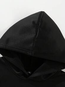 Áo hoodie chui đầu dáng rộng thoải mái cho nam - màu đen - Xem 4