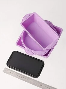 1个/3个/1套 小型圆形和方形硅胶蛋糕模具，不粘DIY烘焙模具，适用于圣诞节、万圣节面包、吐司等，厨房配件 - 彩色 - 查看 2