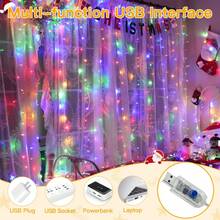 1pc 3m X 1m 100 LEDs / 3m X 3m 300 LEDs Copper Wire String Lights Fairy Lights Curtain Lights, Waterproof, With Remote Control, Hooks, For Decor In Halloween, Christmas, Festivals,Room Decor Christmas Decor Christmas Light Bedroom Decor Home Decor Party Decor Holiday Festivalchristmas Gift Thanksgiving Christmas Tree Decor Ornaments - 彩色 - 查看 5