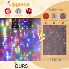 1pc 3m X 1m 100 LEDs / 3m X 3m 300 LEDs Copper Wire String Lights Fairy Lights Curtain Lights, Waterproof, With Remote Control, Hooks, For Decor In Halloween, Christmas, Festivals,Room Decor Christmas Decor Christmas Light Bedroom Decor Home Decor Party Decor Holiday Festivalchristmas Gift Thanksgiving Christmas Tree Decor Ornaments - 彩色 - 查看 3