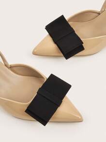 Women's New Sweet Bow Comfortable Pointed Toe Non-Slip High Heels (Asymmetrical Shoe Upper Design) - Apricot - View 4
