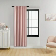 2 tấm rèm cản sáng, rèm chắn sáng toàn màu tiết kiệm năng lượng có tab phía sau/túi đựng que, thích hợp cho phòng khách, văn phòng, phòng ngủ Rèm cách nhiệt, kích thước ngắn có thể dùng làm rèm nhà bếp, màu hồng nhạt - Màu Hồng baby - Xem 24