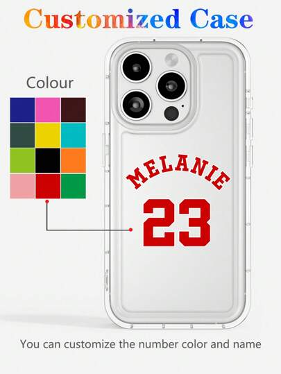 Apple Customized Personalized Name Jersey Number Full Coverage Commemorative Anti-Drop Phone Case TPU Transparent Soft Shell Compatible With Iphone 11/12/13/14/15 Pro Max Silver, Khaki, Clear Fashionable, Stylish, Colorful, Contracted, Vintage Custom, Personalized, Unique, Gifts For Friends For Mother's Day Phone Cover, 16 Case,2025 Halloween Accessories,Cell Phones & Accessories
