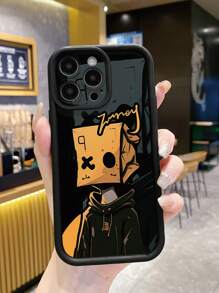 Ốp lưng điện thoại chống rơi bằng bìa cứng chống vân tay Corundum màu đen có lỗ siêu nhỏ Lonely Feeling cá nhân hóa tương thích với Apple//Redmi/OPPO/Realme/Infinix - màu đen - Xem 1