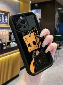 Ốp lưng điện thoại chống rơi bằng bìa cứng chống vân tay Corundum màu đen có lỗ siêu nhỏ Lonely Feeling cá nhân hóa tương thích với Apple//Redmi/OPPO/Realme/Infinix - màu đen - Xem 3