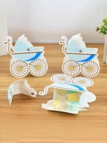 10pcs/Pack Baby Stroller Shaped Candy Box Wedding Party DIY Dessert Box Tabletop Decorbaby Shower Family Decorations Gifts - Multicolor - View 5