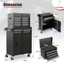 5-Drawer Rolling Tool Chest, High Capacity Tool Storage Cabinet With Lockable Wheels, Adjustable Shelf & Anti-Slip Liner, Removable Tool Box Organizer For Garage, Workshop, Black - Black - View 5