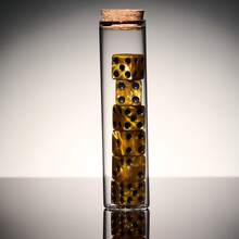 1 套/8 件，16 毫米珍珠纹理骰子、玻璃瓶和天鹅绒袋套装，棋盘游戏骰子，适用于节日礼物、派对游戏、收藏品、数字学习 - 彩色 - 查看 6